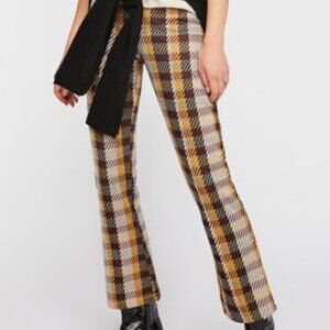 Free People Checkered Cropped Flare Pants